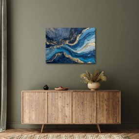 Obraz - Abstrakcyjny niebiesko-złoty marmur (70x50 cm)
