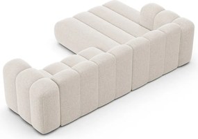 Kremowy narożnik z tkaniny szenilowej (lewostronny/z szezlongiem) Lupine – Micadoni