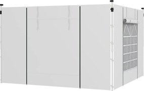 Outsunny Zasłony do Altany, Zestaw 2 szt., do altan ogrodowych 3x6m lub 3x3m, z oknami i drzwiami, Biały