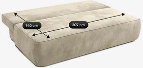 Sofa z Funkcją Spania ARVETO Kremowa Welurowa Nowoczesna