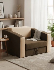 Brązowy fotel rozkładany z funkcją spania E4-R74