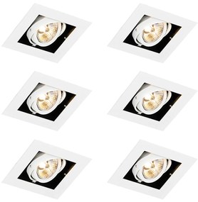 Zestaw 6 nowoczesnych regulowanych reflektorów wpuszczanych białych - Oneon 70