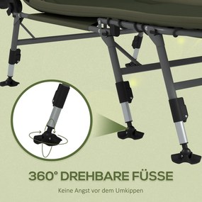 Outsunny Łóżko Polowe do Kempingu, 200 x 85 x 40-55 cm, Zielone