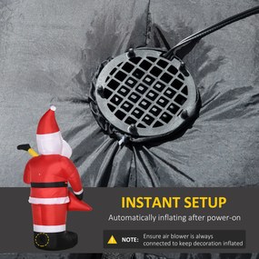 Outsunny Dekoracja Bożonarodzeniowa Nadmuchiwany Mikołaj na Zewnątrz, 140 cm, Czerwony
