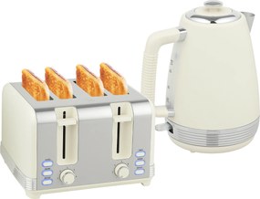 HOMCOM Zestaw czajnika i tostera, 1,7 l, 2200W, termostat Strix, filtr, toster na 4 kromki, 7 poziomów przyrumienienia, szuflada na okruchy