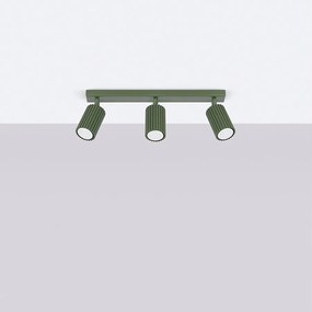 Lampa sufitowa minimalistyczny Gloow, aluminium - 3 źródło światła 4000K - L.45 x H.16.5 cm - zielony oliwkowy
