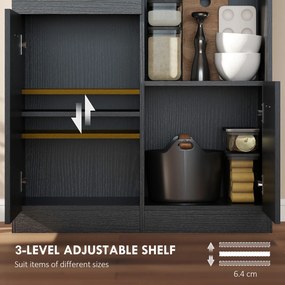 HOMCOM Szafka kuchenna, bufet z szufladą, drzwi Soft-Close, 80 x 35 x 180 cm, czarny