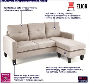 Sofa beżowa wypoczynkowa z podnóżkiem A0-N41