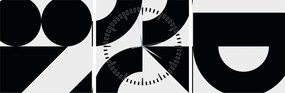 Obraz - Abstrakcja geometryczna N⁰2 (z zegarem) (90x30 cm)