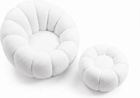 Fotel designerski BLOOM z podnóżkiem, biały
