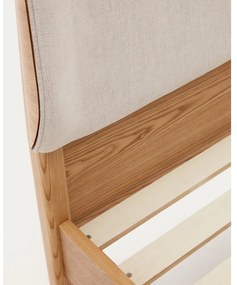 Beżowe łóżko dwuosobowe z litego drewna jesionowego ze stelażem 160x200 cm Octavia – Kave Home