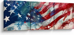 Obraz - Flaga USA (z zegarem) (90x30 cm)