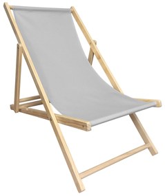 Leżak Drewniany  Szary – Regulowany 3 Pozycje