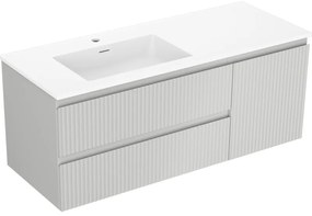 Mexen Rivel szafka łazienkowa 120 cm z umywalką Otis lewą, 2S, 1D, ryflowana, szara mat/biała mat - 91A23-12047-3-BBFFF62-W18L01