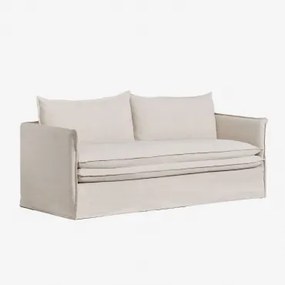 Sofa Grace 3-osobowa Z Lnu I Bawełny Tkaniny Beige - Sklum