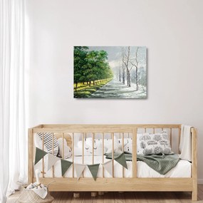 Obraz na szkle - Zima kontra lato (70x50 cm)
