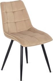 Krzesło Tapicerowane do Jadalni RIO Beżowe Welurowe Nowoczesne Loft