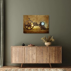 Obraz na szkle starych mechanizmów zegarowych (70x50 cm)