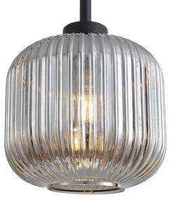 Designerska lampa podłogowa czarna z przydymionym szkłem - AnaDesignerski Oswietlenie wewnetrzne