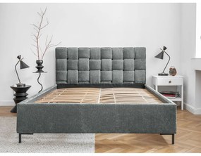 Jasnozielone tapicerowane łóżko dwuosobowe ze stelażem 180x200 cm Eve – Miuform