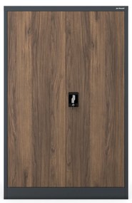 Biurowa szafa metalowa KEVIN, 900 x 1400 x 400 mm, Eco Design: antracytowa/ orzech