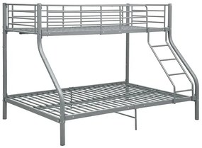 Szare Metalowe Wspólne Łóżko Piętrowe Dla Rodzeństwa 140X200 Cm/90X200 Cm L2-R68