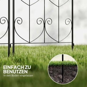 Metalowa Pergola Outsunny, Zestaw 2szt. do Wbijania, Odporna na Rdzę, z Motywem Ptaków na Rośliny Pnące 50x120 cm, Czarna