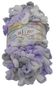 Przędza PUFFY color biały, fioletowy, szary, 100 g / 9 m
