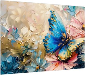 Obraz - Malowanie kwiatów i motyli (70x50 cm)
