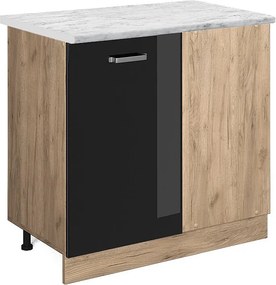 Szafka narożna czarny wysoki połysk 86x60x81.6 r-line
