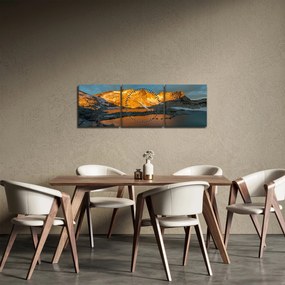 Obraz krajobrazu wysokogórskiego (z zegarem) (90x30 cm)