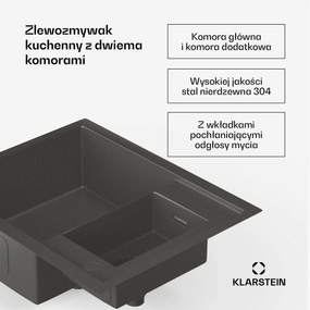 Klarstein TitanSteel zlewozmywak kuchenny| 61 x 50 cm (dł. x szer.)