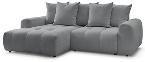 Szary rozkładany/ze schowkiem narożnik z tkaniny szenilowej (lewostronny/z szezlongiem) Roxelane – Bobochic Paris