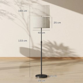HOMCOM Lampa stojąca z pilotem, regulowana wysokość, abażur materiałowy, metalowa podstawa, regulacja jasności, wyłącznik nożny, czarny | Aosom PL