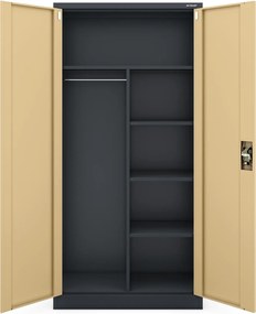 Socjalna szafa ubraniowa Eco Design Dawid, 90x45x185 cm, antracyt/orzech