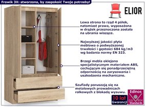 Szafa Na Ubrania Do Sypialni Z 2 Szufladami Dąb Sonoma Wordis