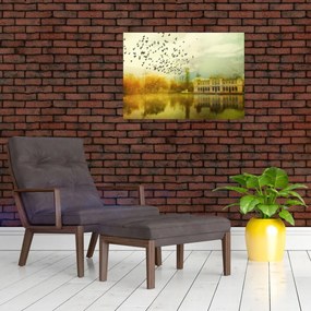 Obraz namalowanego krajobrazu z rezydencją (70x50 cm)