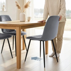 HOMCOM Krzesła jadalniane, zestaw 4 sztuk z oparciem, aksamitny styl, wyściełane krzesła z metalowymi nogami do stołu jadalnianego, szare