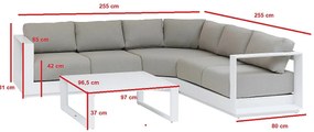Zestaw narożny aluminiowy dla 5 osób MADRIT (biały)
