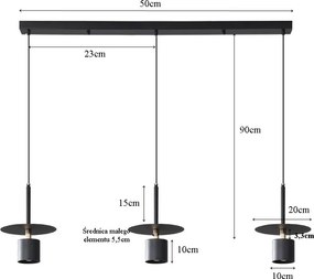 Lampa sufitowa loftowa metalowa wisząca AT35-3SZ-Czarna