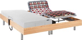 Łóżko elektryczne z funkcją relaksu z materacem z lateksową warstwą wierzchnią - 2 x 70 x 190 cm - Naturalne jasne - ETHER YSMÉE