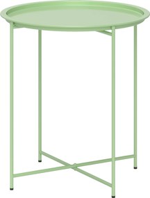 Outsunny Stolik ogrodowy, Okrągły zewnętrzny stolik pomocniczy ze stali z zdejmowaną tacą, składany design, stolik na taras, Zielony