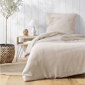 Komplet pościeli z gazy bawełnianej "Angélia" 140x200cm Piaskowy - Miękkość i Komfort