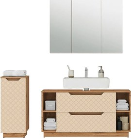 Zestaw mebli łazienkowych dąb/kaszmir ze strukturą płytek 119.2x35x62.5 lotta