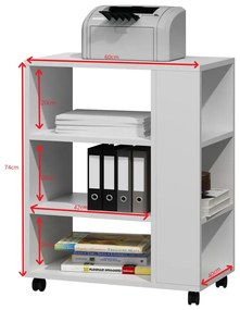 Biały stolik pod drukarkę na kółkach - Besti