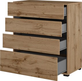 Komoda SICIO 80 cm do Salonu Sypialni Dąb wotan-czarny onyks