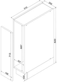 Szafka kuchenna z cargo 20 cm biały + dąb artisan - Goya 4X