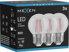Mexen Vintis 3x żarówka filament LED E27, G45, 4W, 55 lm, red - L156-E27-04XX-45x03