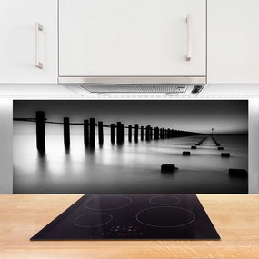 Szkło nad Blatem Drewniane Molo We Mgle