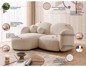 Jasnobrązowy narożnik z materiału bouclé (lewostronny/z szezlongiem) Orbit – Ropez